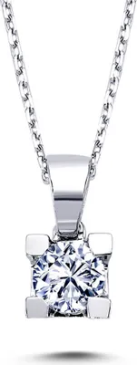 Immagine prodotto di collana con solitario di diamanti da 0,31 carati in oro bianco 14 carati