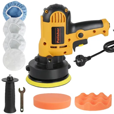Image de Polisseuse pour voiture, puissance 700 W, vitesse réglable, jaune foncé