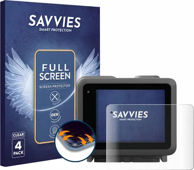 Produktbild von 4x Savvies Fullscreen Schutzfolie für GoPro Lit Hero Displayschutz Folie Fullcover Klar Transparent