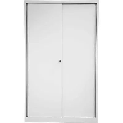 Produktbild von BISLEY Bisley Schiebetürenschrank ECO 1.200 x 1.637 x 430 mm (B x H x T) 3 Fachböden Stahl lichtgrau
