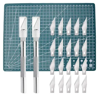 Produktbild von Cutter Set mit 20 Ersatzklingen für DIY, Basteln, Skulptur, Fensterfolie