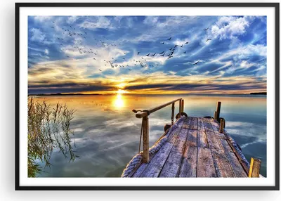 Produktbild von Gerahmtes Poster - Schwarzer Rahmen - See Brücke - 100x70 cm - Wand Bild - Wanddeko - Wandbilder - Kunstposter - Wandposter - Bilderrahmen - Bilder - Kunstdruck - Wandbild - P2BAA100x70-3963