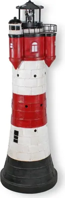 Produktbild von Fachhandel Plus Leuchtturm Roter Sand mit Solar Beleuchtung Rundum Leuchtfeuer 80 cm
