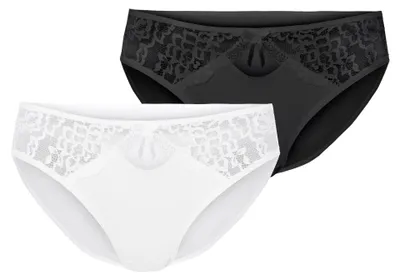 Image de Culotte taille basse Merry Style pour femme MSGAB17 (lot de 2) Noir/Blanc, 36 (taille du fabricant : S)