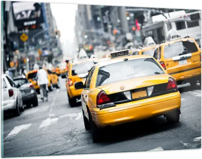 Produktbild von Bilder auf glas - Taxi Straße New York - 120x80cm - Glasbilder - Wandbilder - Kunstdruck - zum Aufhängen bereit - Wanddekoration aus Glas - Glas Bilder - Wandbild auf Glas - Einteilig - GAA120x80-2663