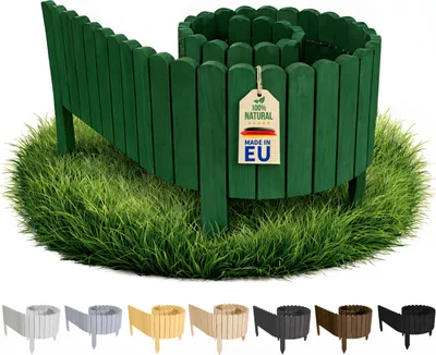 Obrázok produktu pre Floranica flexibilný drevený obrubník na trávnik 10 x 200 cm tmavozelený, rolovací záhradný plot – palisáda