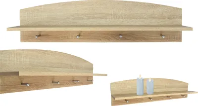 Produktbild von Wandboard Garderobe Wandgarderobe Flurgarderobe Regal Bücherregal Eiche Sägerau