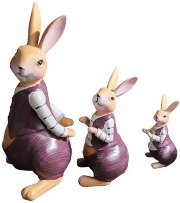 Image de Décoration de famille - 3 pièces, lapin, bricolage, décoration d'intérieur