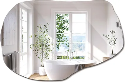 Produktbild von Asymmetrischer Wandspiegel – Moderne organische Form – Großer Design Spiegel – 100 x 65 cm – Dekorativer Wandspiegel für Wohnzimmer & Schlafzimmer
