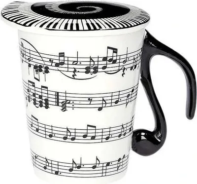 Zdjęcie produktu dla Muzyczny Kubek z Pokrywką Uwertura - Prezent dla Fana Muzyki