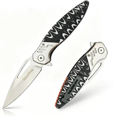 Produktbild von Klappmesser G10 Griff Schwarz Rutschfest mit Taschenclip 5Cr15-Mov Stahl 22cm