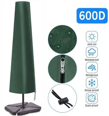 Produktbild von Ibenzoa® Schutzhülle für Sonnenschirm – wetterfest, Oxford-Gewebe mit PVC-Beschichtung, 190×25/50 cm, Reißverschluss & Kordelzug, für runde Schirme bis Ø 3 m / eckig bis 280 cm