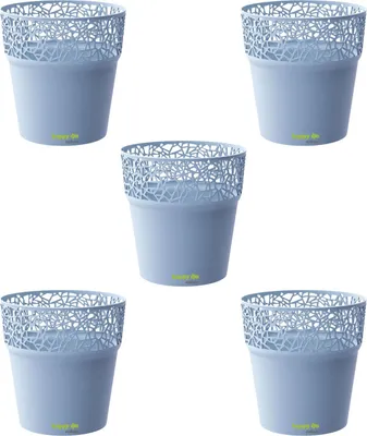 Produktbild von 5er-Set Kunststoff Blumentopf Ibo hellgrau Ø 17,5 cm H 18,0 cm