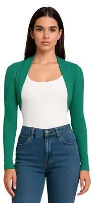 Produktbild von STAR FASHION Langärmeliger Damen-Bolero, Mini-Bluse, vorne offen, bauchfreies Ob