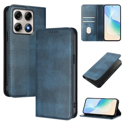 Produktbild von Handyhülle für Motorola Edge 70 Pro, Vintage Leder RFID Schutz Kartenfach Standfunktion Magnetische Klapphülle Blau