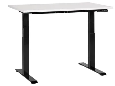 Obrázok produktu pre BELIANI Výškovo nastaviteľný písací stôl biela stolová doska čierny oceľový rám 120 x 72 cm elektrické nastavenie výšky moderná kancelária