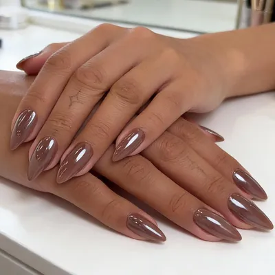 Imagen del producto de Uñas postizas con forma de almendra, 24 unidades, con efecto glitter y acabado espejo, reutilizables, para uso diario