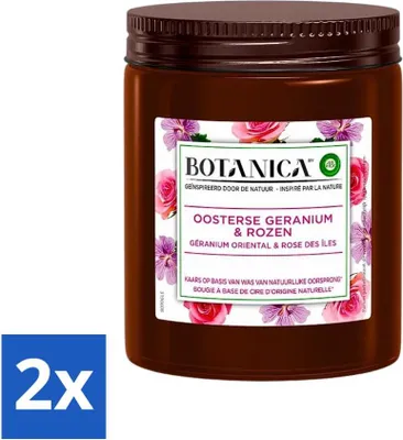 Produktbild von Botanica von Air Wick – Duftkerze – Geranie & Rose – 40 Stunden Brenndauer - Vorteilspack - 2 Stücke