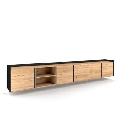 Produktbild von TV-Schrank, Lowboard, 309x50x35 cm, Für TV-Geräte bis zu 80", Hängend, Eiche Schwarz