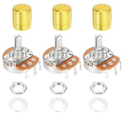 3x 5K Ohm Drehpotentiometer WH138, linear, 3-polig, Gold