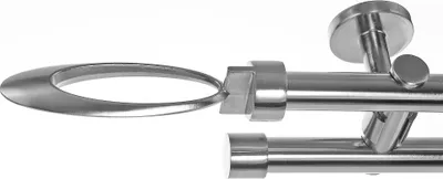 Produktbild von Edelstahl Look Gardinenstange Ø 20mm Deckenträger 2-läufig zweiläufig Deckenbefestigung Ellipse D41 E85E30 RR