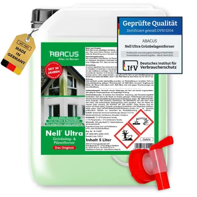 Produktbild von ABACUS® Nell Ultra Grünbelagentferner & Algenentferner Konzentrat, extrem stark! Entfernt Grünbelag & Algen selbsttätig 1x 5L