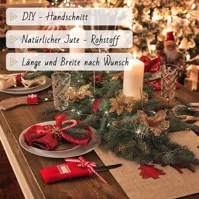 Produktbild von Jute Tischläufer 20m x 30cm - Naturbelassen für Hochzeiten und Feierlichkeiten