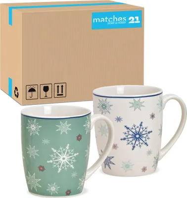 Produktbild von Weihnachtstassen 36er Set Schneeflocken Eissterne Kaffeetassen