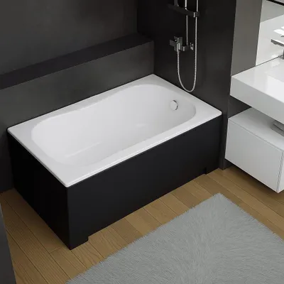 Produktbild von Badewanne ARIA REHAB 120x70 mit Füßen , mit Siphon mit schwarz Schürze