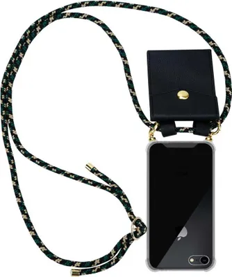Produktbild von Cadorabo Hülle für Apple iPhone 7 / 7S / 8 / SE 2020 Schutzhülle in Braun Handy Kette Silikon Kordel abnehmbares Etui