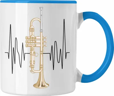 Produktbild von Trendation - Posaunist Tasse Geschenk Grafik Posaune Herzschlag Geschenkidee Spruch Lustig (Blau)