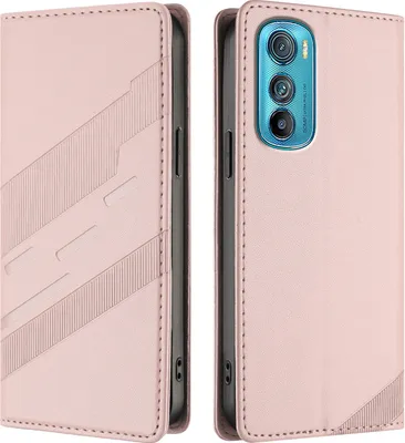 Produktbild von Hülle für Motorola Edge 30, Kunstleder Brieftaschen Handyhülle mit Kartenfach und Standfunktion Pink