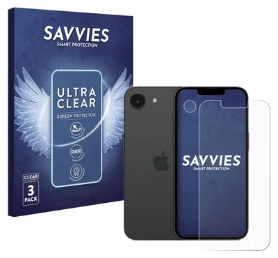 A product shot showing a box of screen protectors and a smartphone with a screen protector laid out next to it.