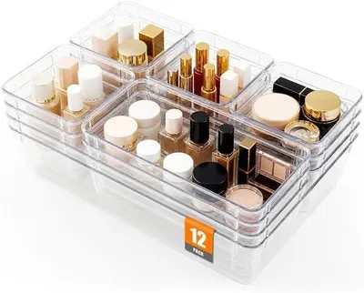 Image de Organisateur de tiroirs, ensemble de 12 pièces, 4 tailles différentes, en plastique, pour tiroirs