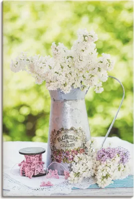 Produktbild von ARTland Leinwandbild Flieder und Shabby Chic Stillleben II Größe: 40x60 cm