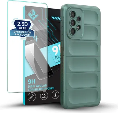Produktbild von Handy Hülle für Samsung Galaxy A33 5G mit 9H Displayglas Displayschutz Plus Grip Case Cover Schutzhülle Softgrip Farbe: Grün