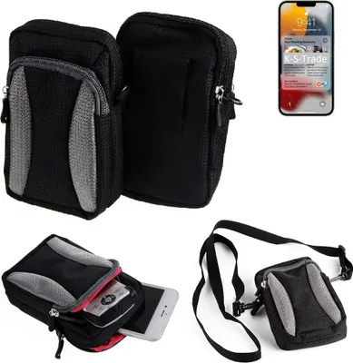 Produktbild von K-S-Trade Holster Schutz Hülle kompatibel mit Apple iPhone 13 Pro Max Handy Hülle Gürteltasche Umhängetasche mit Zusatzfach schwarz