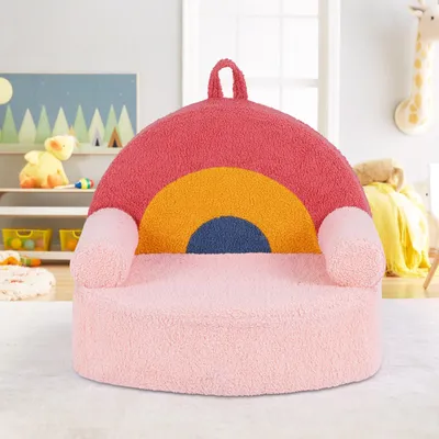 Produktbild von KOMFOTTEU Kindersofa, Kindercouch mit abnehmbarer Teddyplüschbezug & hochdichtem Schaumstoff, Kindersessel mit rutschfeste Bodenseite, ergonomischer Lesecouch für Kinder ab 3 Jahren, Rosa