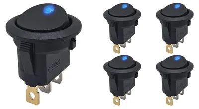 Produktbild von ProRide Wippschalter ON/OFF rund 3-polig 12 V 20 A mit LED, 5 Stück