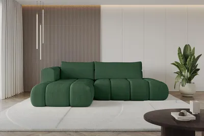 Produktbild von ALTDECOR Ecksofa mit Schlaffunktion und Bettkasten CLOUD-L 280x185x90 Grün - Corner Sofa Bett Eckcouch Couch L-Form Schlafcouch Ausziehbar Wohnlandschaft Schlafsofa Cauchsofa