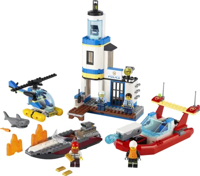 Produktbild von LEGO 60308 City Wilflife Polizei und Feuerwehr im Küsteneinsatz, Spielzeug mit Hubschrauber für Kinder
