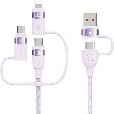 Image de Usams Kabel U85 2Xusb-C/Usb/Micro-Usb/Lightning 6W1 2M 100W Pd Fast Charge Fioletowy/Purple Sj646Usb02 (Us-Sj646)