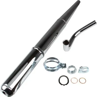 Obrázek produktu pro Výfuková souprava: Tlumič výfuku (protikus) + sběrné potrubí včetně svorek 28 mm chrom pro Simson S50 S51 S53 S70 S83
