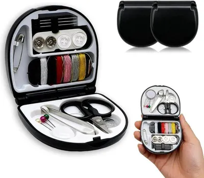 Imagen del producto de Mini kit de costura, de 2 piezas, con accesorios para coser, ideal para llevar de viaje