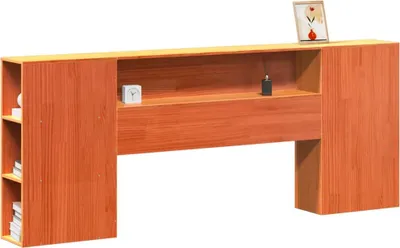 Produktbild von vidaXL Kopfteil mit Stauraum Wachsbraun 200 cm Massivholz Kiefer