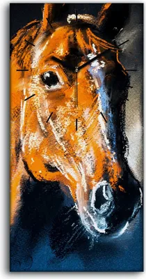Produktbild von Wandkunst Leinwand Bild Uhr Geräuschlos 30x60 Gemälde Abstrakte Tier Pferd Kunst - schwarze Hände