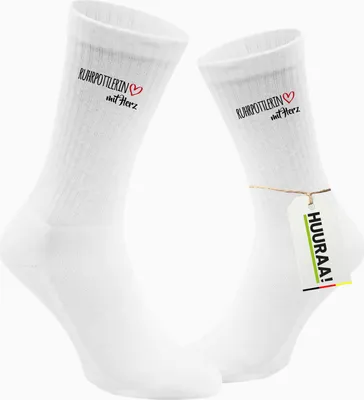 Produktbild von Huuraa Uni Socken Ruhrpottlerin mit Herz 37/41 White Baumwolle Tennissocken Geschenkidee