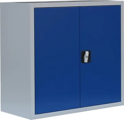 Produktbild von Flügeltürenschrank Sideboard 80cm breit Stahl Büro Aktenschrank graublau 530300