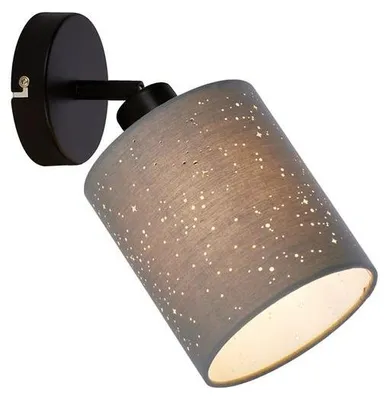 Produktbild von Wandleuchte Wandspot Sternendekor 1xE27 25W grau-schwarz Metall-Stoff Briloner