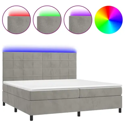 Produktbild von vidaXL Boxspringbett mit Matratze & LED Hellgrau 200x200 cm Samt